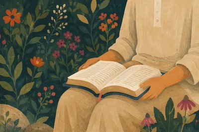 Quiet Bible Meditation in Garden