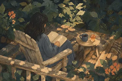 Quiet Bible Meditation in Garden Deck