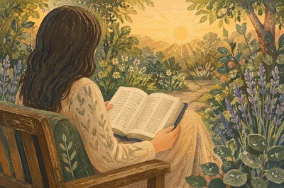 Morning Bible Meditation in Garden