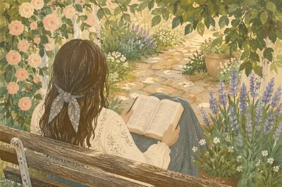 Peaceful Bible Meditation in Spring Garden