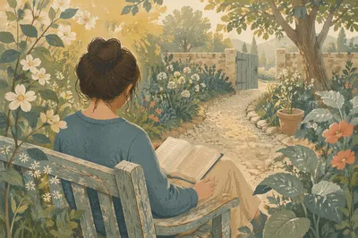 Morning Bible Meditation on Garden Bench