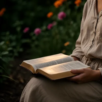 Quiet Garden Meditation With Open Bible