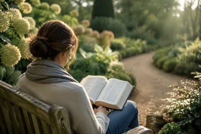 Morning Bible Meditation in Peaceful Garden