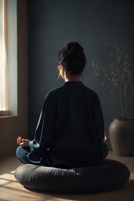 Morning Meditation in Minimalist Quiet Room