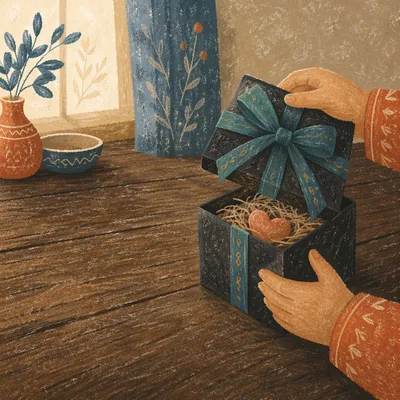Joyful Hands Opening Teal Ribbon Gift