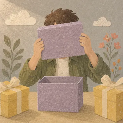 Joyful Surprise Gift Opening in Pastel Studio