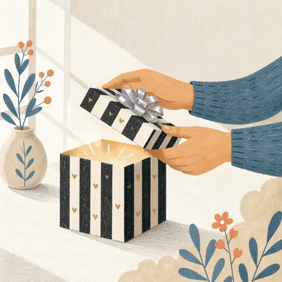 Joyful Hands Opening Striped Gift Box