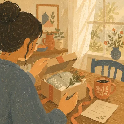 Joyful Gift Opening in Morning Light