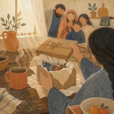 Joyful Gift Opening at Morning Table