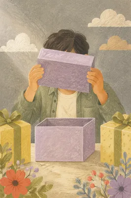 Joyful Surprise Gift Opening at Pastel Table
