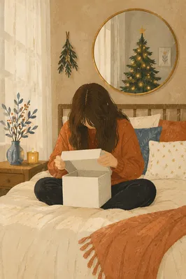 Joyful Gift Opening in Cozy Bedroom