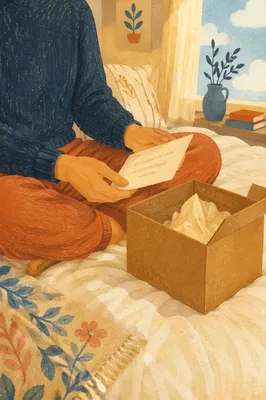 Joyful Gift Box Opening on Cozy Bed