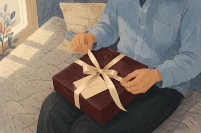 Joyful Gift Opening on Cozy Bed