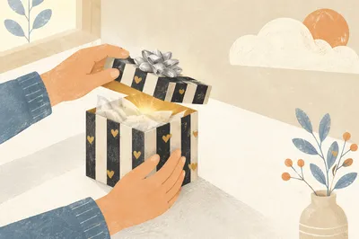 Joyful Gift Box Opening Close-Up