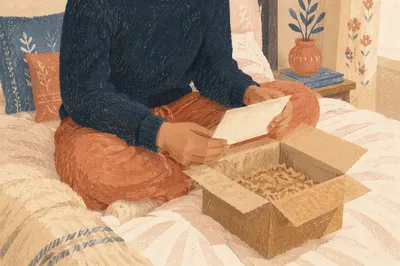 Quiet Joy Opening a Gift Box