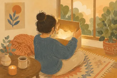 Joyful Gift Opening in Cozy Living Room