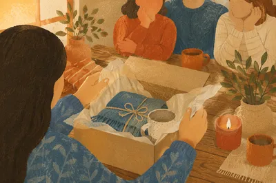 Joyful Gift Opening at Cozy Table