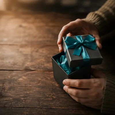 Joyful Hands Opening Teal Ribbon Gift