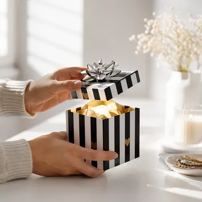 Joyful Hands Opening Striped Gift Box
