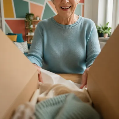 Joyful Gift Opening in Cozy Living Room