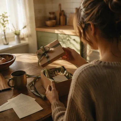 Joyful Gift Opening in Morning Light