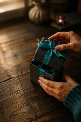 Joyful Hands Opening Teal Ribbon Gift