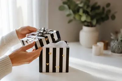 Joyful Hands Opening Elegant Gift Box