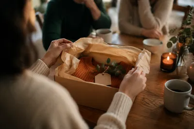 Joyful Gift Opening at Cozy Table