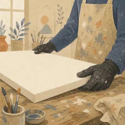 Quiet Art Studio Canvas Preparation