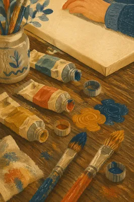 Cozy Art Studio Painter Workspace