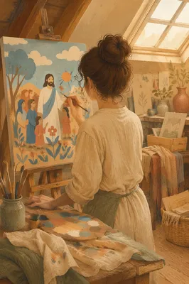 Quiet Morning Painting in Attic Studio