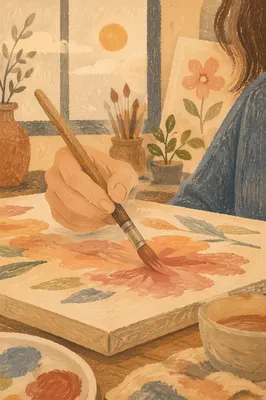 Cozy Art Studio Painting Hobby Closeup