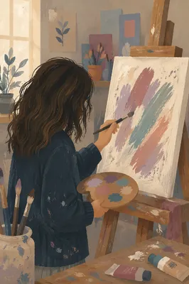 Creative Painting Hobby in Cozy Art Studio