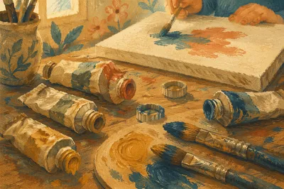Cozy Art Studio Painting Workspace
