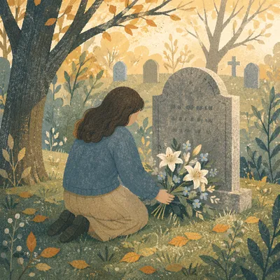 Quiet Grave Memorial with Flowers