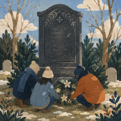 Winter Cemetery Wreath Memorial Tribute