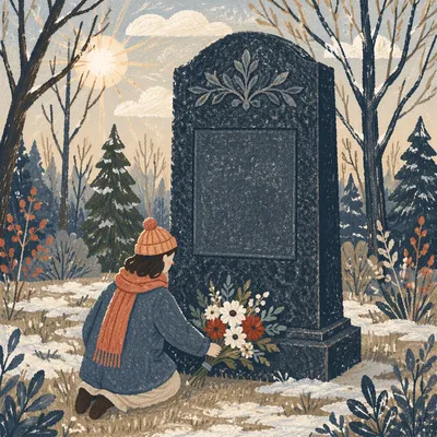 Quiet Cemetery Flower Tribute Memorial