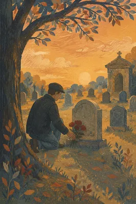 Tender Flowers at a Quiet Grave Memorial