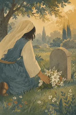 Peaceful Flowers at Countryside Grave Memorial