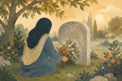 Flowers Placed at Quiet Grave Memorial