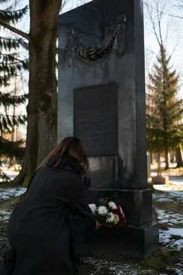 Quiet Cemetery Memorial with Flowers