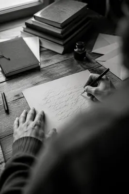 Quiet Calligraphy Practice at Rustic Desk