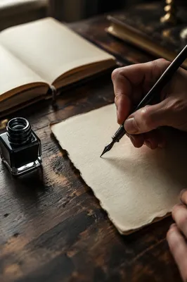 Warm Vintage Calligraphy Practice at Wooden Desk