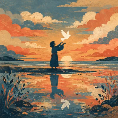 Releasing Dove at Sunset Beach