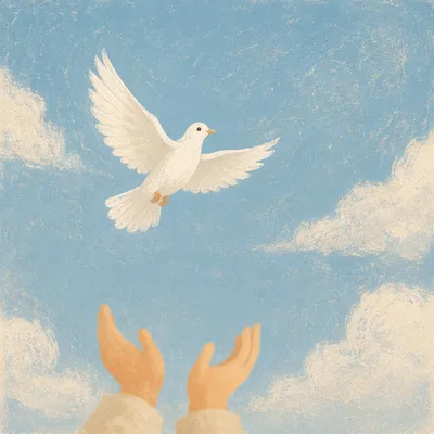 Dove Released Into Peaceful Open Sky