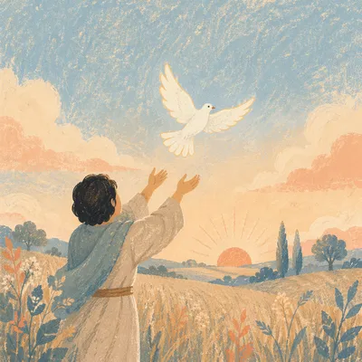 Person Releasing Dove at Sunrise Meadow