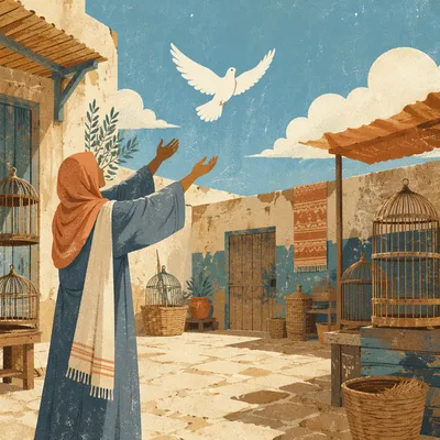 Person Releasing White Dove in Freedom