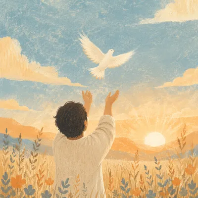 White Dove Released Into Morning Sky