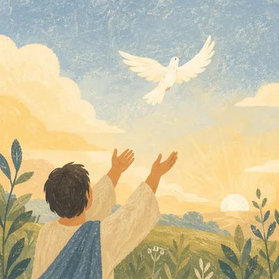 White Dove Released at Golden Sunrise