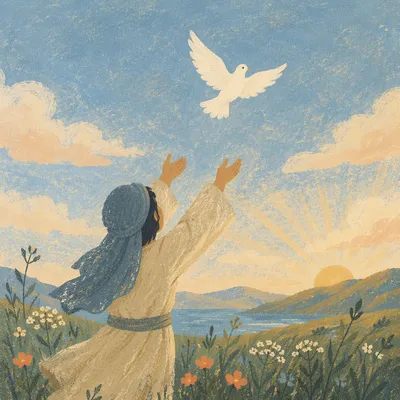 Person Releasing Dove at Sunrise